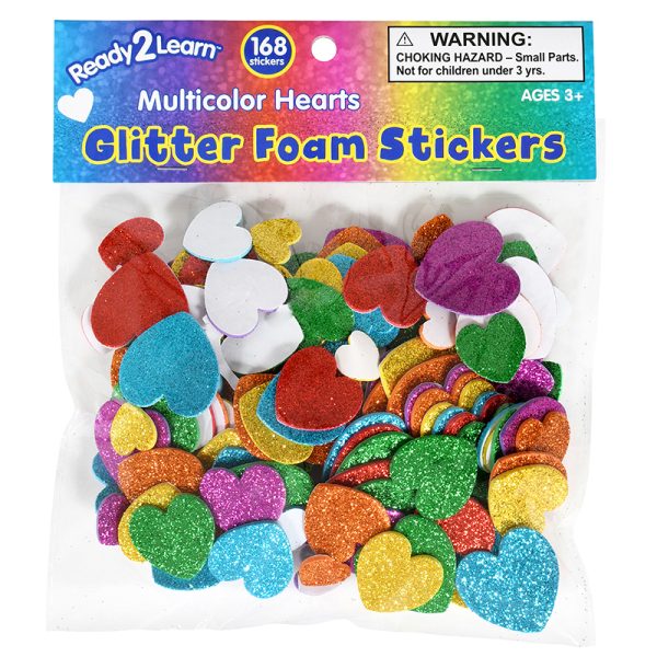 Glitter Foam Stickers - Hearts - Multicolor - Pack of 168