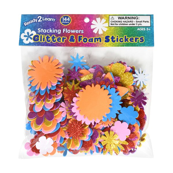 Glitter and Foam Stickers - Stacking Flowers - Pack of 144