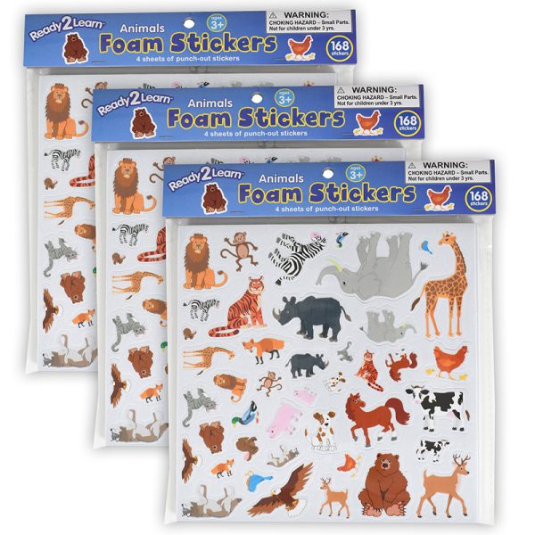 Foam Stickers - Animals - 168 Per Pack - 3 Packs