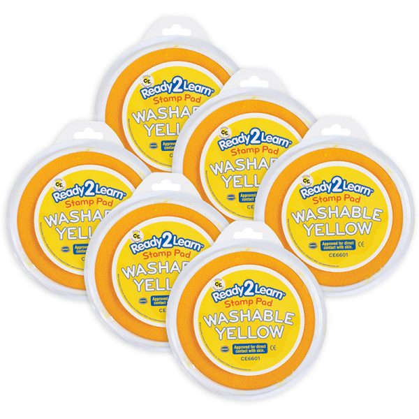 Jumbo Circular Washable Stamp Pad - Yellow - 5.75" dia. - Pack of 6