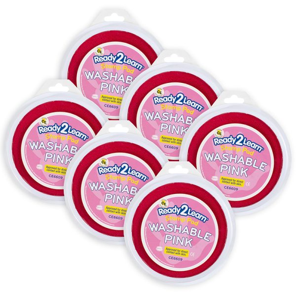 Jumbo Circular Washable Stamp Pad - Pink - 5.75" dia. - Pack of 6