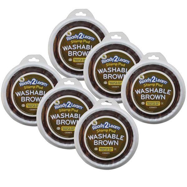 Jumbo Circular Washable Stamp Pad - Brown - 5.75" dia. - Pack of 6