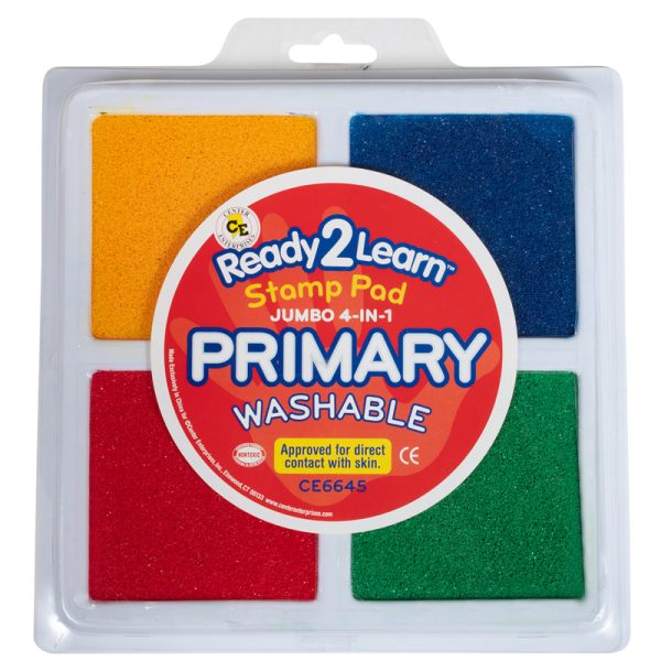 Jumbo 4-in-1 Washable Stamp Pad - Red, Yellow, Green, Blue