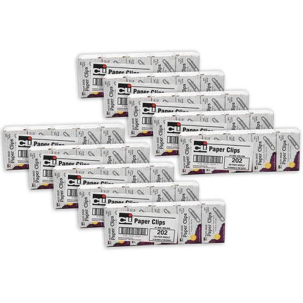 Paper Clips, Non-Skid, Size #1, Silver, 100 Per Box, 100 Boxes