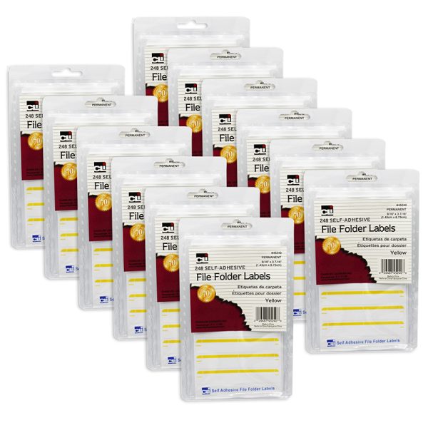 File Folder Labels, Yellow, 248 Per Pack, 12 Packs