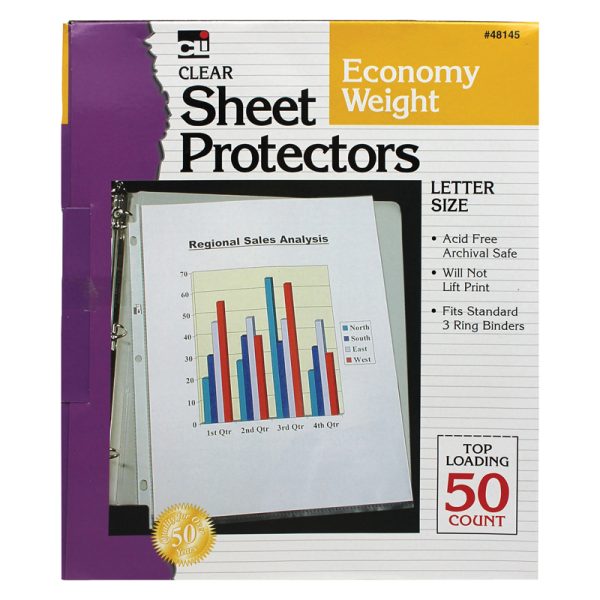 Top Loading Sheet Protectors, Clear, 50 Sheets