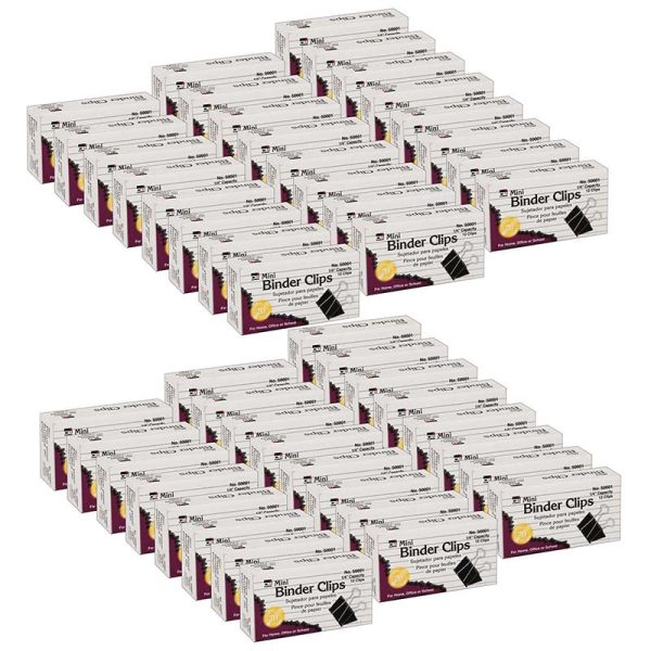 Binder Clips, Mini, 1/4" Capacity, 12 Per Box, 48 Boxes