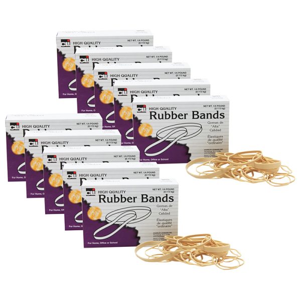 Rubber Bands Assorted Sizes, 1/4 lb Box, 10 Boxes