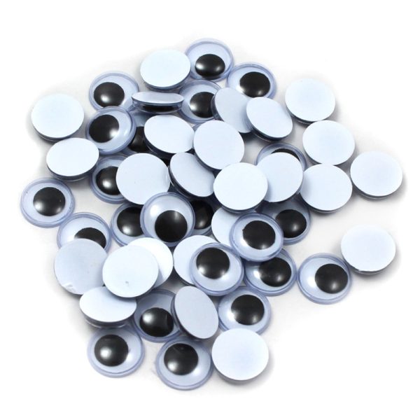 Wiggle Eyes, Round, 12mm, Black, Pack of 50