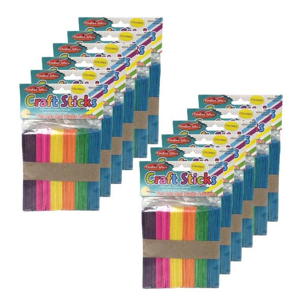 Colored Craft Sticks, Regular Size, 4-1/2" x 3/8", 150 Per Pack, 12 Packs