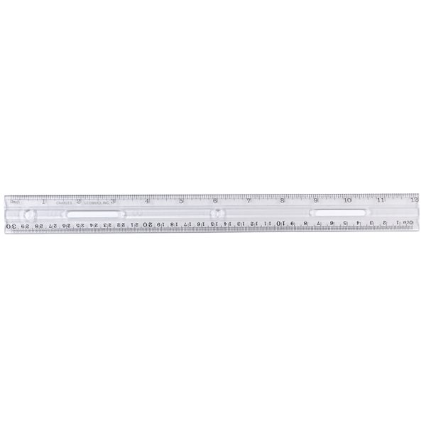 Plastic Ruler, Double Bevel, 12", Clear