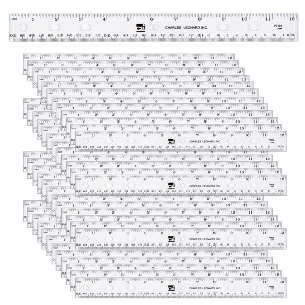 Plastic Ruler, 12", Translucent, Clear, Pack of 48