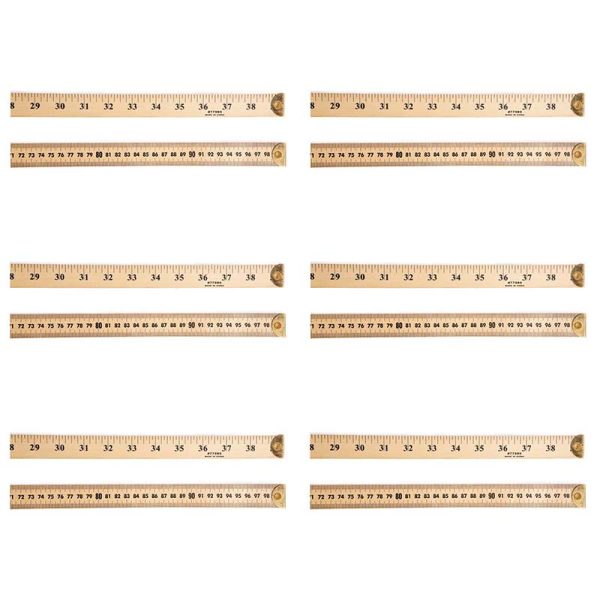 Meter Stick Ruler with Metal End, Pack of 6