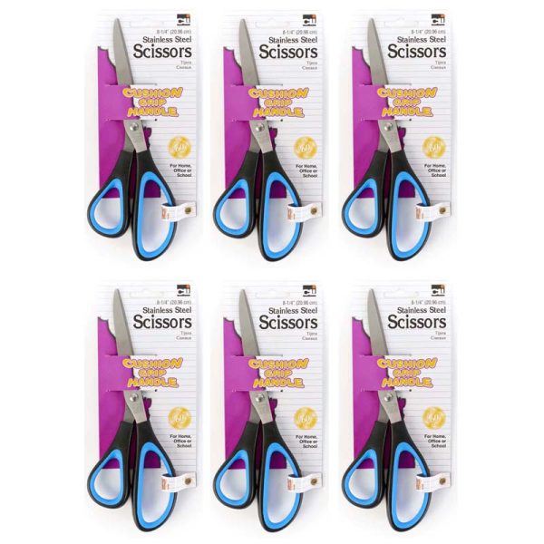 Cushion Grip Scissors, 8.25" Bent, Pack of 6