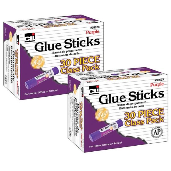 Glue Sticks - AP Certified, Class Pack, Purple, 0.28 oz., 30 Per Pack, 2 Packs