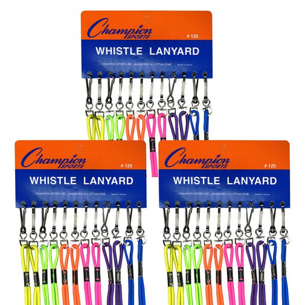 Assorted Neon Nylon Lanyards, 12 Per Pack, 3 Packs