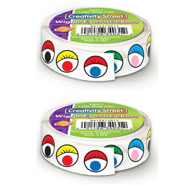 Multicolor Wiggle Eyes Stickers Roll, 2 Rolls