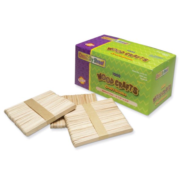 Regular Craft Sticks, Natural, 4-1/2" x 3/8", 1000 Pieces