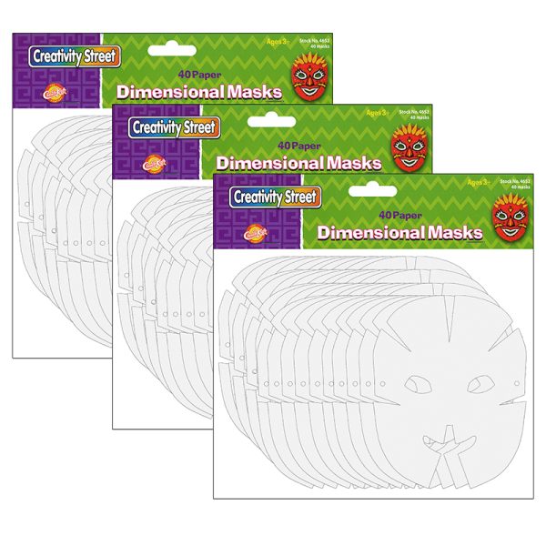 Die-Cut Dimensional Paper Masks, 10-1/2" x 8-1/4", 40 Per Pack, 3 Packs