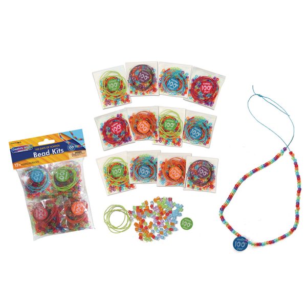 100 Days of School Bead Kits, Assorted Sizes, 12 Kits