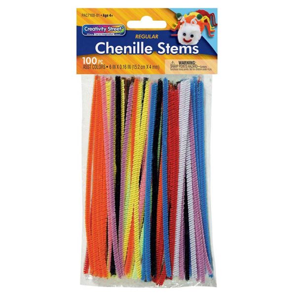 Regular Stems, Assorted Colors, 6" x 4 mm, 100 Count