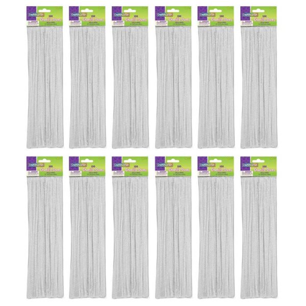 Regular Stems, White, 12" x 4 mm, 100 Per Pack, 12 Packs