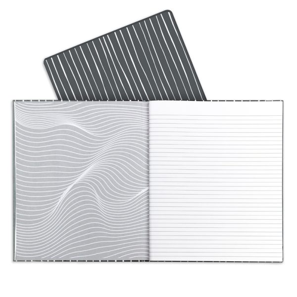 Professional Hardbound Notebook, 96 Page, College Ruled, 8-1/2" x 10-7/8", Charcoal & White Stripes