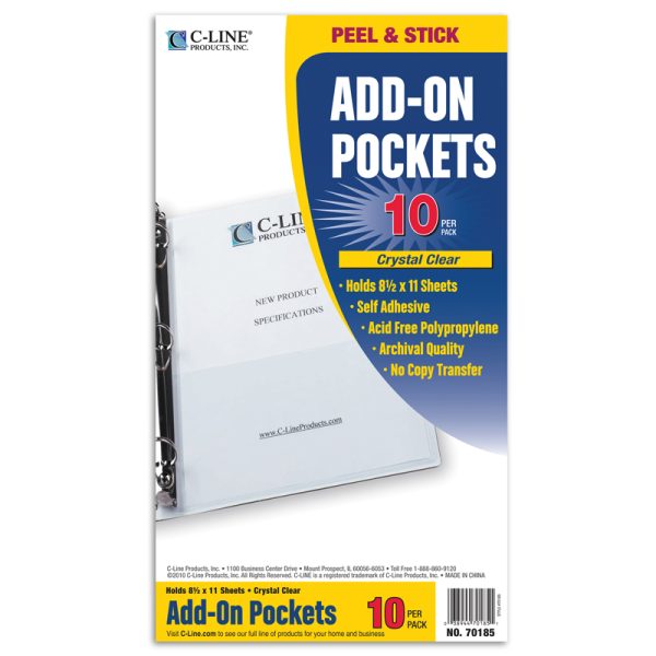 Add-On Filing Pocket, 8-3/4" x 5-1/8", Pack of 10