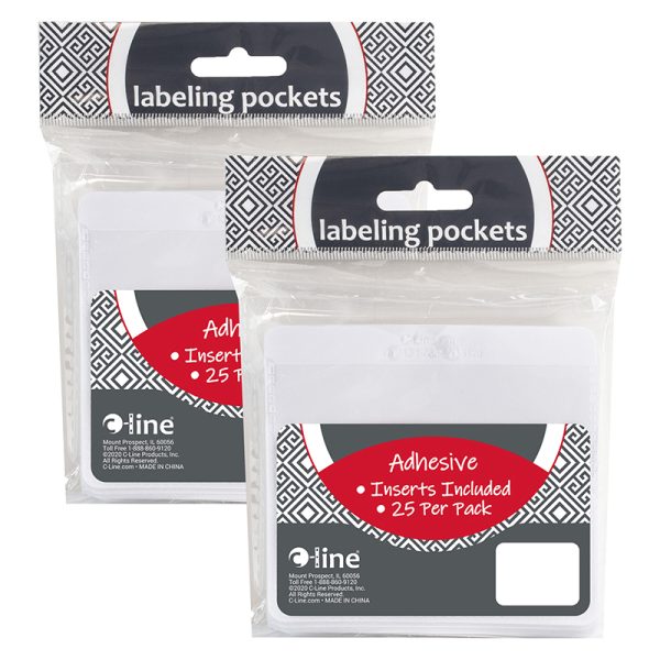 Self Adhesive Labeling Pockets with Inserts, 25 Per Pack, 2 Packs