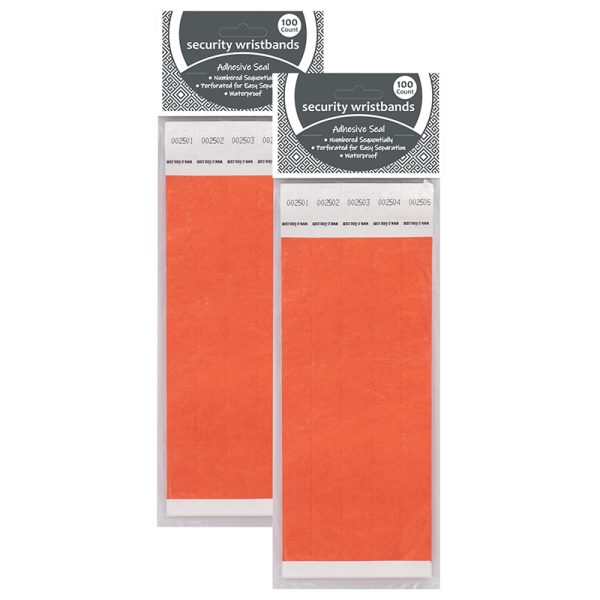 DuPont™ Tyvek® Security Wristbands, Orange, 100 Per Pack, 2 Packs