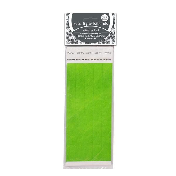 DuPont™ Tyvek® Security Wristbands, Green, Pack of 100