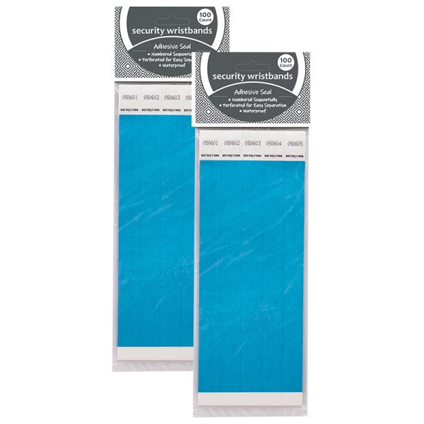 DuPont™ Tyvek® Security Wristbands, Blue, 100 Per Pack, 2 Packs