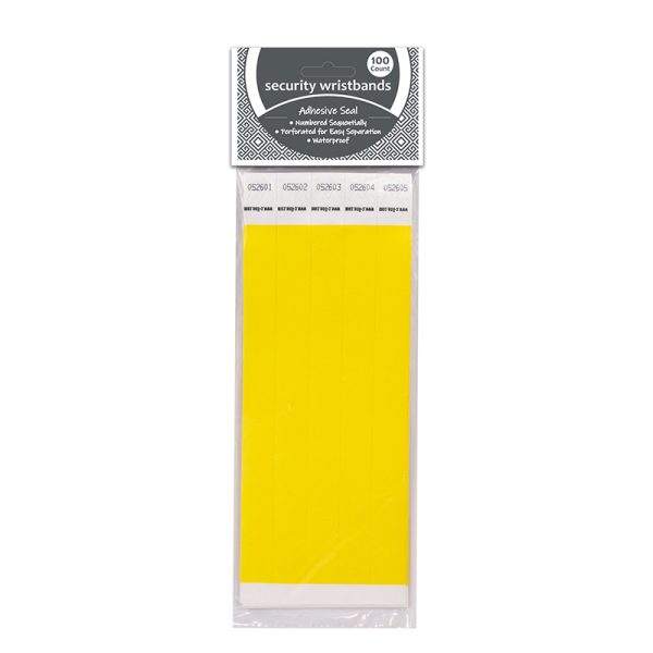 DuPont™ Tyvek® Security Wristbands, Yellow, Pack of 100