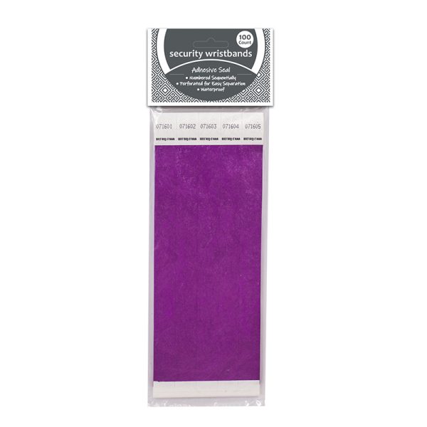 DuPont™ Tyvek® Security Wristbands, Purple, Pack of 100