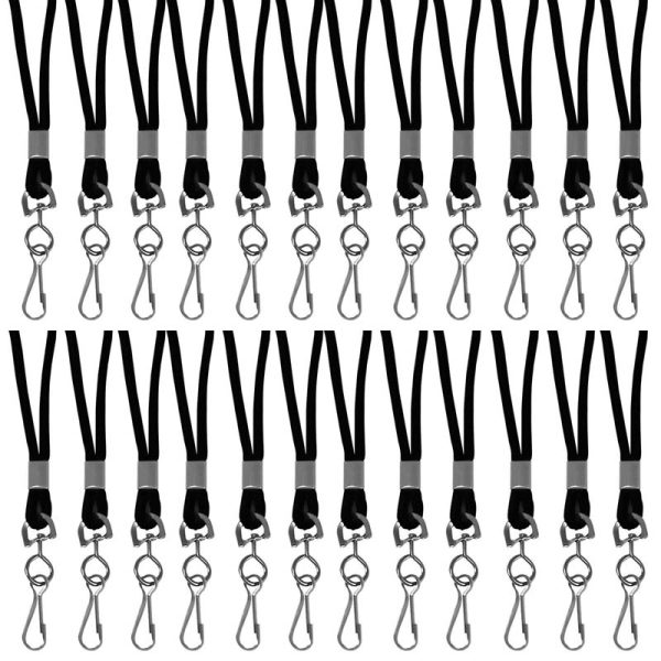 Standard Lanyard, Black, Swivel Hook, Pack of 24