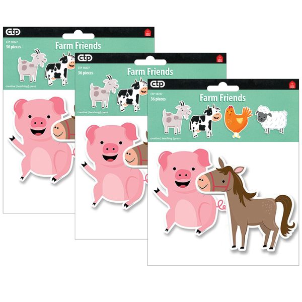 Farm Friends 6" Designer Cut-Outs, 36 Per Pack, 3 Packs