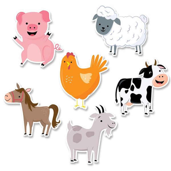 Farm Friends 6" Designer Cut-Outs, Pack of 36