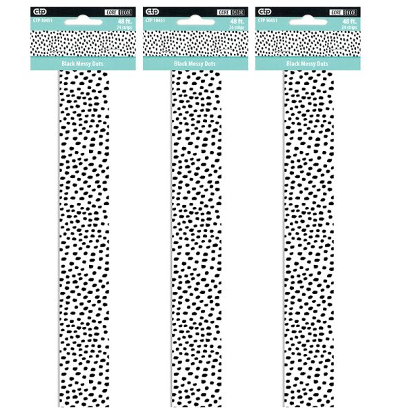 Black Messy Dots EZ Border, 48 Feet Per Pack, 3 Packs