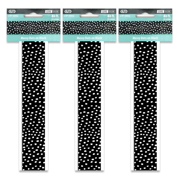 Messy Dots on Black EZ Border, 48 Feet Per Pack, 3 Packs