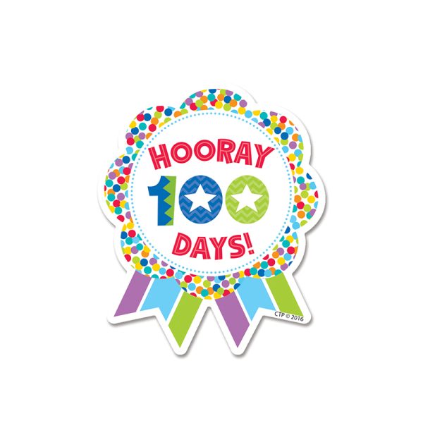 Hooray 100 Days! Ribbon Reward Self-Adhesive Badges, Pack of 36