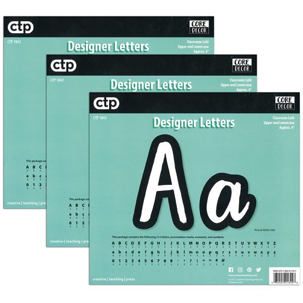 Bold & Bright Classroom Café 4" Designer Letters, 212 Per Pack, 3 Packs