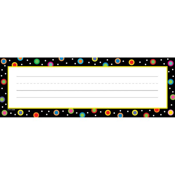 Dots on Black Name Plates, 36/Pack