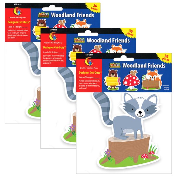 Woodland Friends 6" Designer Cut-Outs, 36 Per Pack, 3 Packs