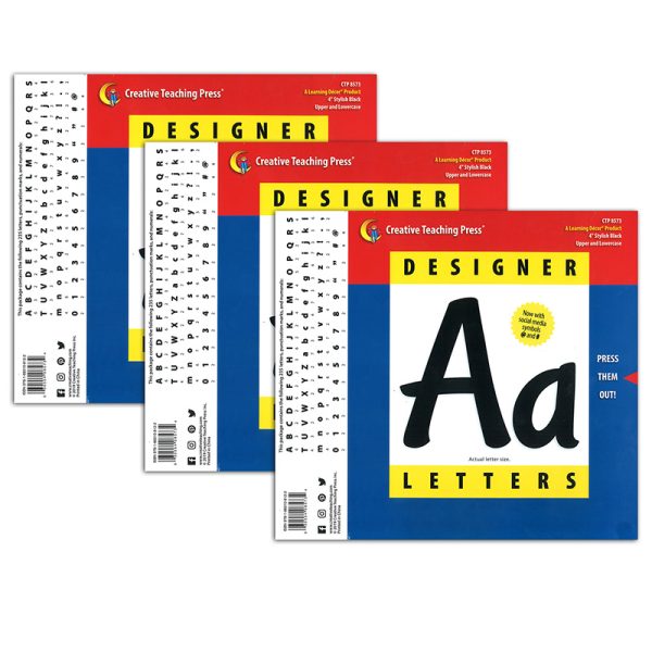 Stylish Black 4" Designer Letters, 235 Per Pack, 3 Packs