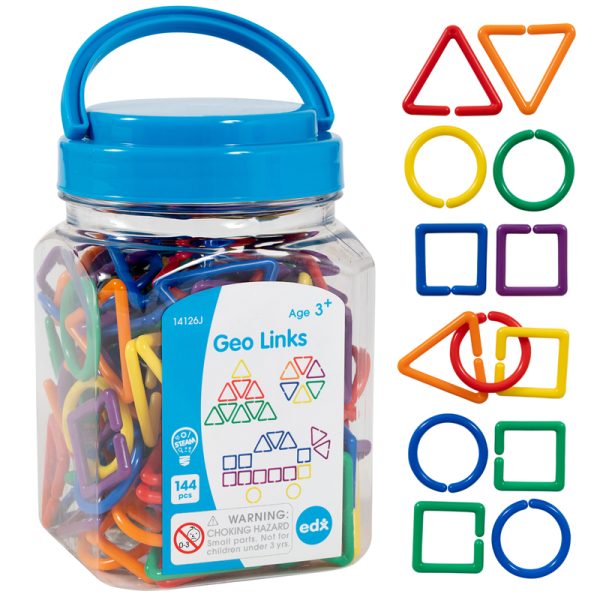 Geo Links - Mini Jar - Set of 144 - Linking Shapes - 6 Colors