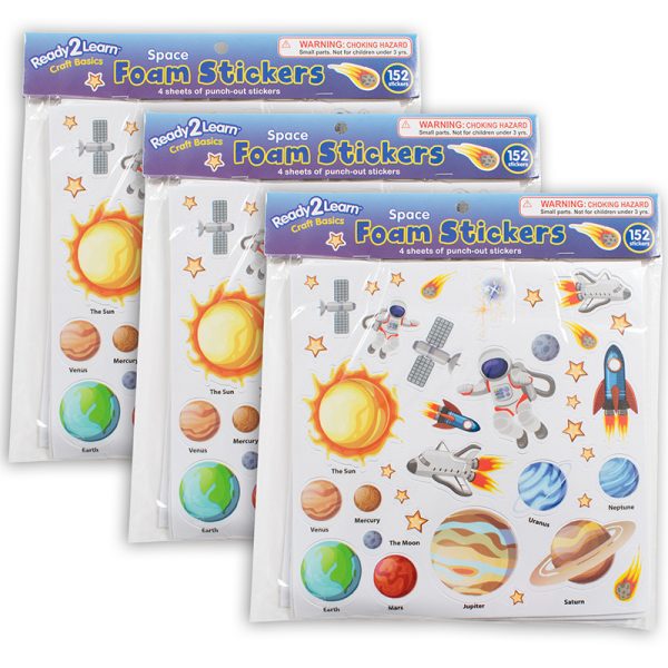 Foam Stickers, Space, 152 Per Pack, 3 Packs