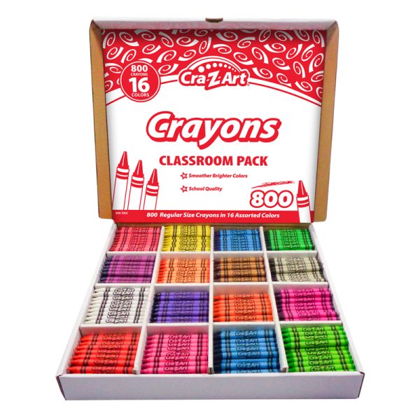 Crayon Classroom Pack, 16 Color, Box of 800