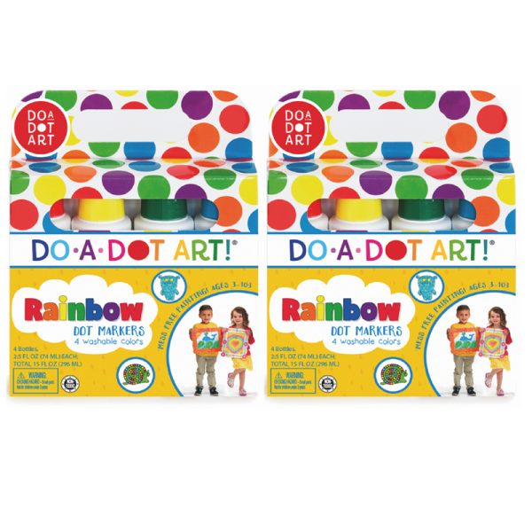 Washable Rainbow Dot Markers, 4 Per Pack, 2 Packs