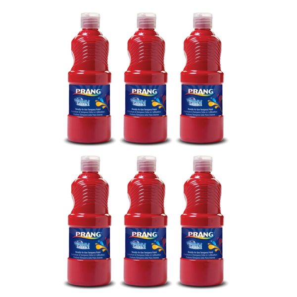 Washable Tempera Paint, Red, 16 oz, Pack of 6