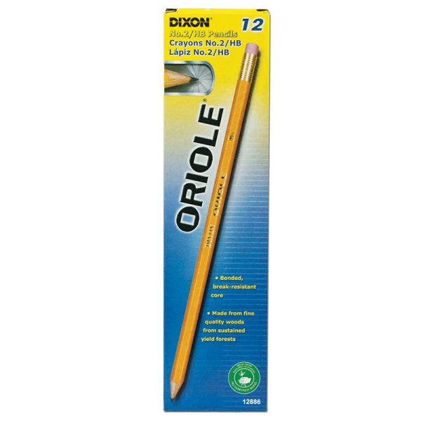 Oriole® Wood-Cased Pencils, #2 HB Soft, Pre-Sharpened, Yellow, 12 Count